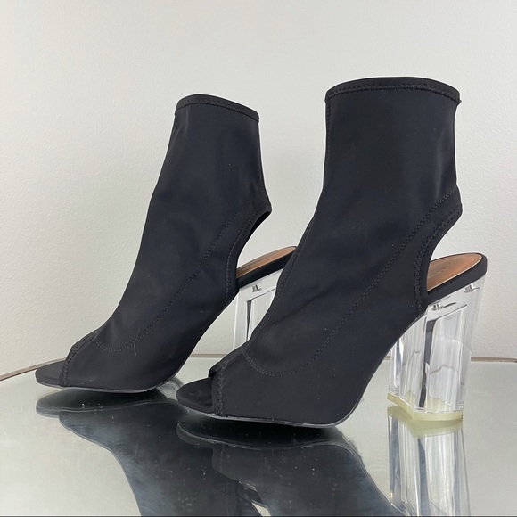 CHARLOTTE RUSSE Black Sock Clear Heels NEW - Picture 5 of 8